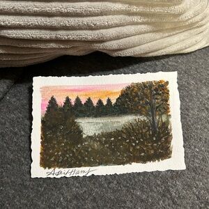 Original Landscape Painting with Trees Card